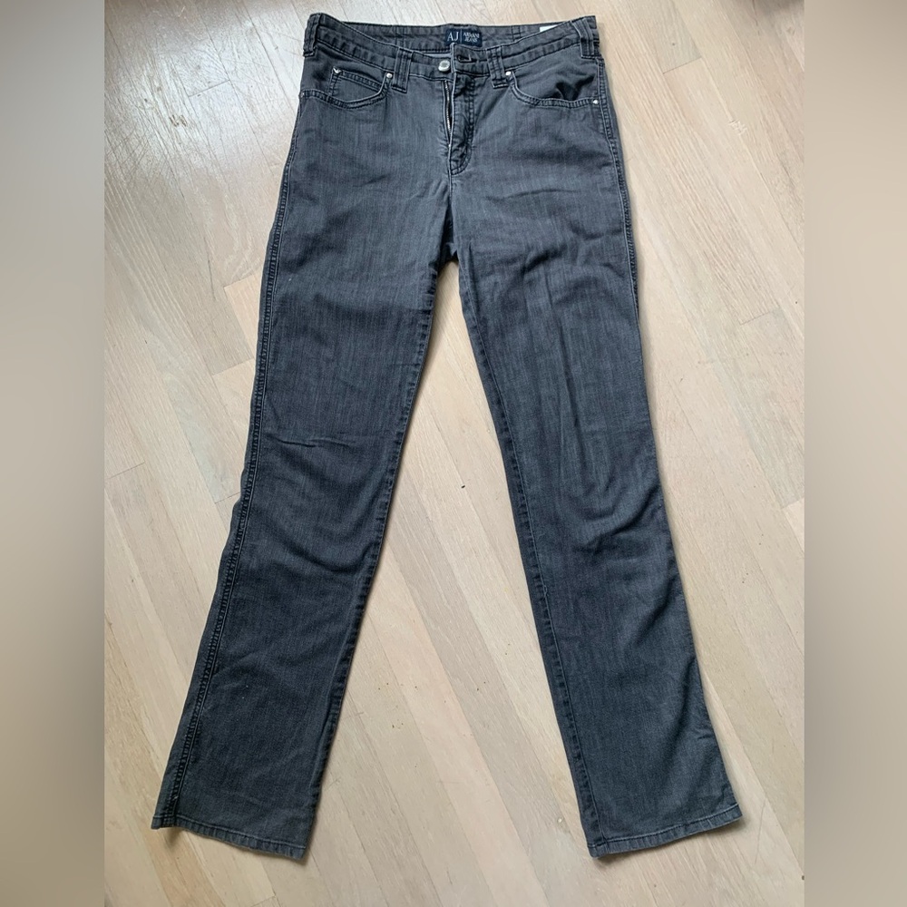 Gray Armani Jeans Size 29 - Sparkle Back Pockets, Slim Straight Fit